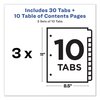 Avery Dennison Table of Contents Index Dividers 10 Tab, Recycled, PK3 11082